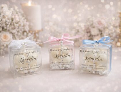 Świeca sojowa z różańcem Bubble