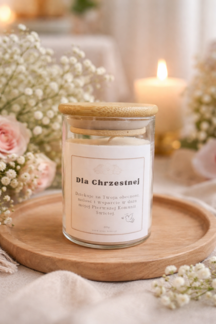 Świeca sojowa w szkle „Dla Chrzestnych”