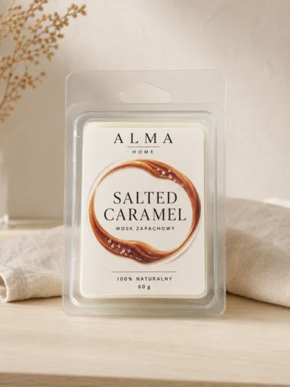 Wosk zapachowy do kominka Salted Caramel 60 g ALMA HOME na jasnym tle