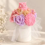 Flowerbox z sową na Dzień Nauczyciela – różowo-liliowy